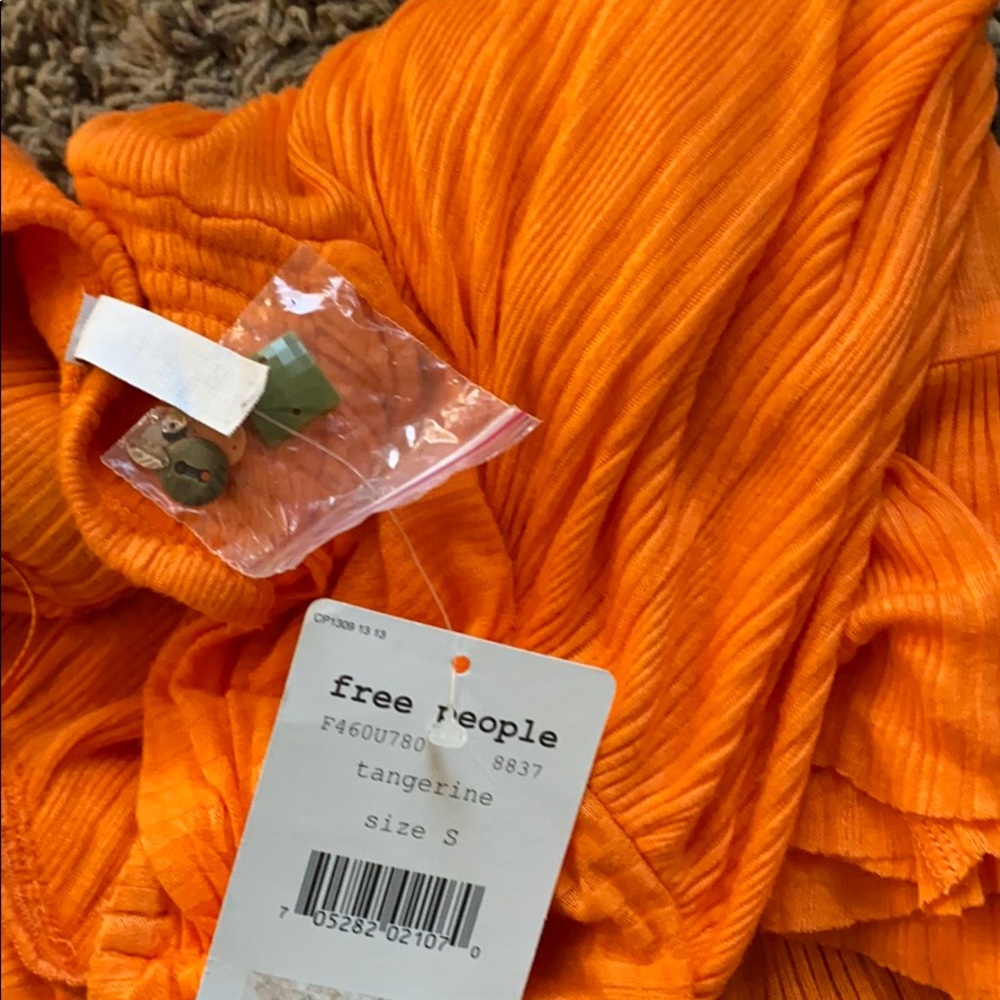 Free People Tangerine Beaded Halter Top Sz Small - Picture 5 of 5